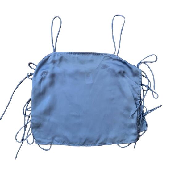 Lulu's Radiate Joy light blue tie up crop tank top size M - Picture 11 of 11